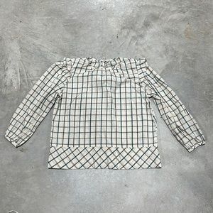 Cream color with teal n grey stripe top with button back closure / Size S